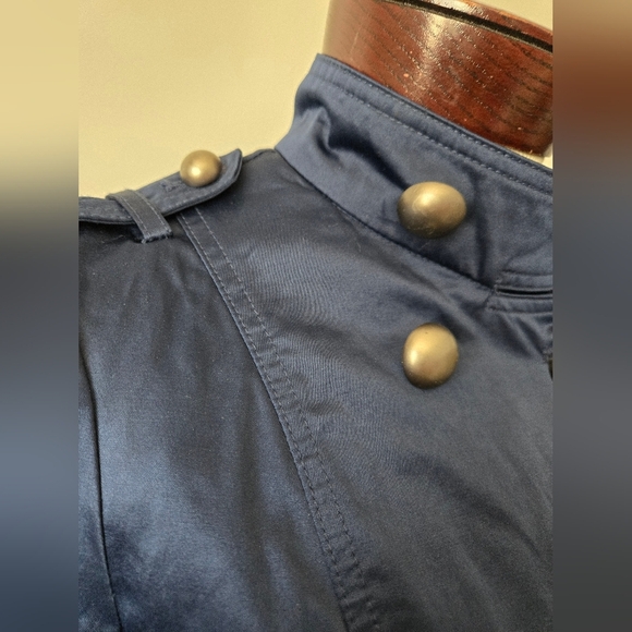 TWELVE BY TWELVE Navy Ruffled Hem Double-Breasted Jacket. Size Small - Picture 2 of 14